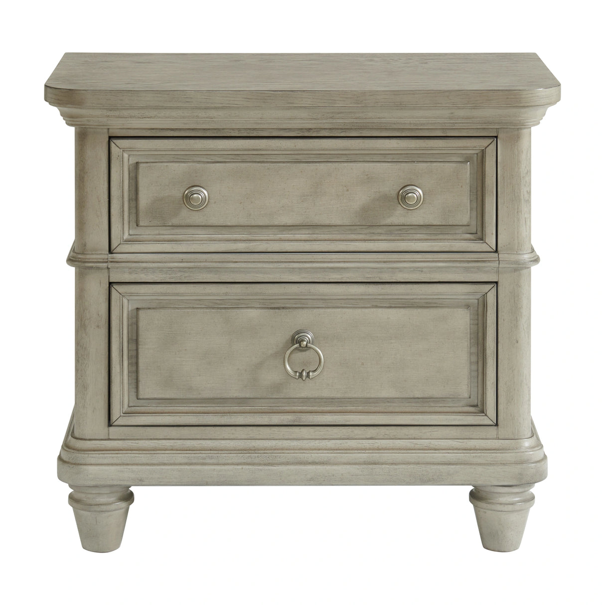 Whit-Ash 2-Drawer Nightstand with USB in Light Grey