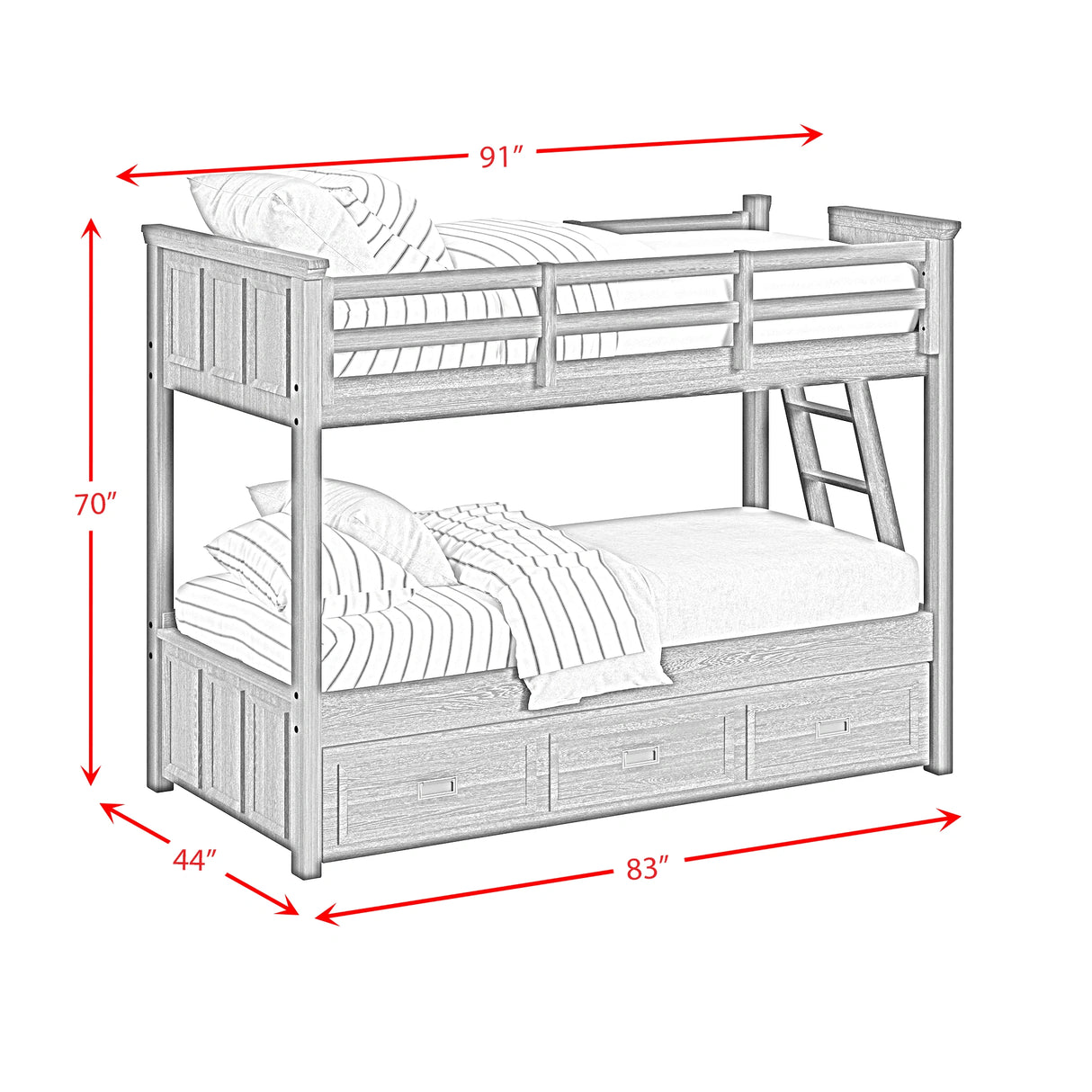 Hampton Kids Over Bunk with Ladder and Trundle