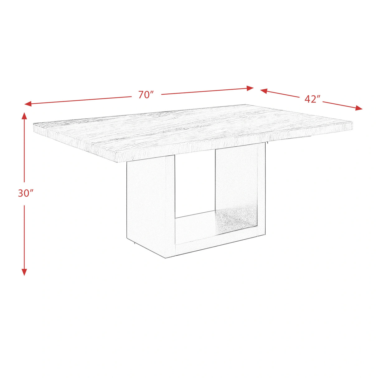 Valentino White 5PC Dining Set-Table & Four Chairs