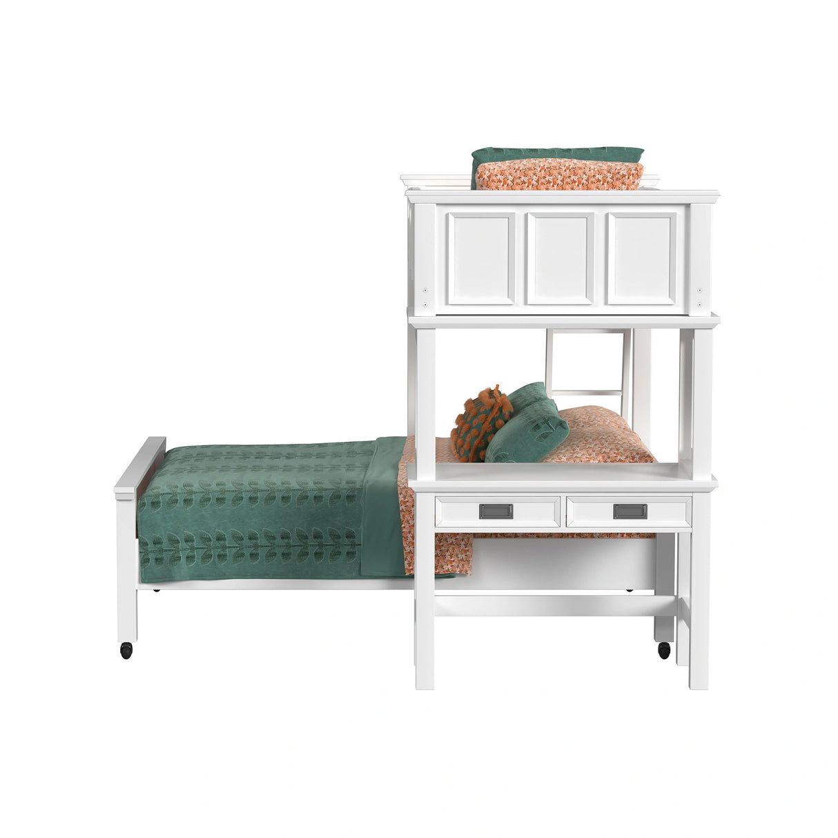 Hampton Kids Over Loft with Ladder and Desk with Speaker Bedroom Set