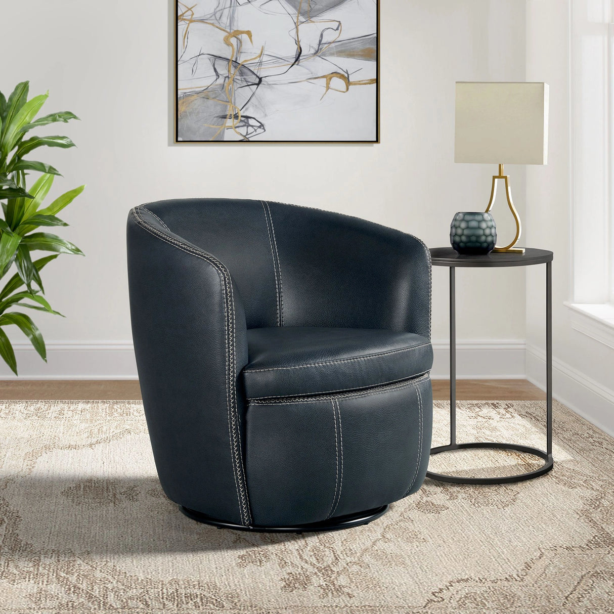 Vito Swivel Chair in Pebble Navy