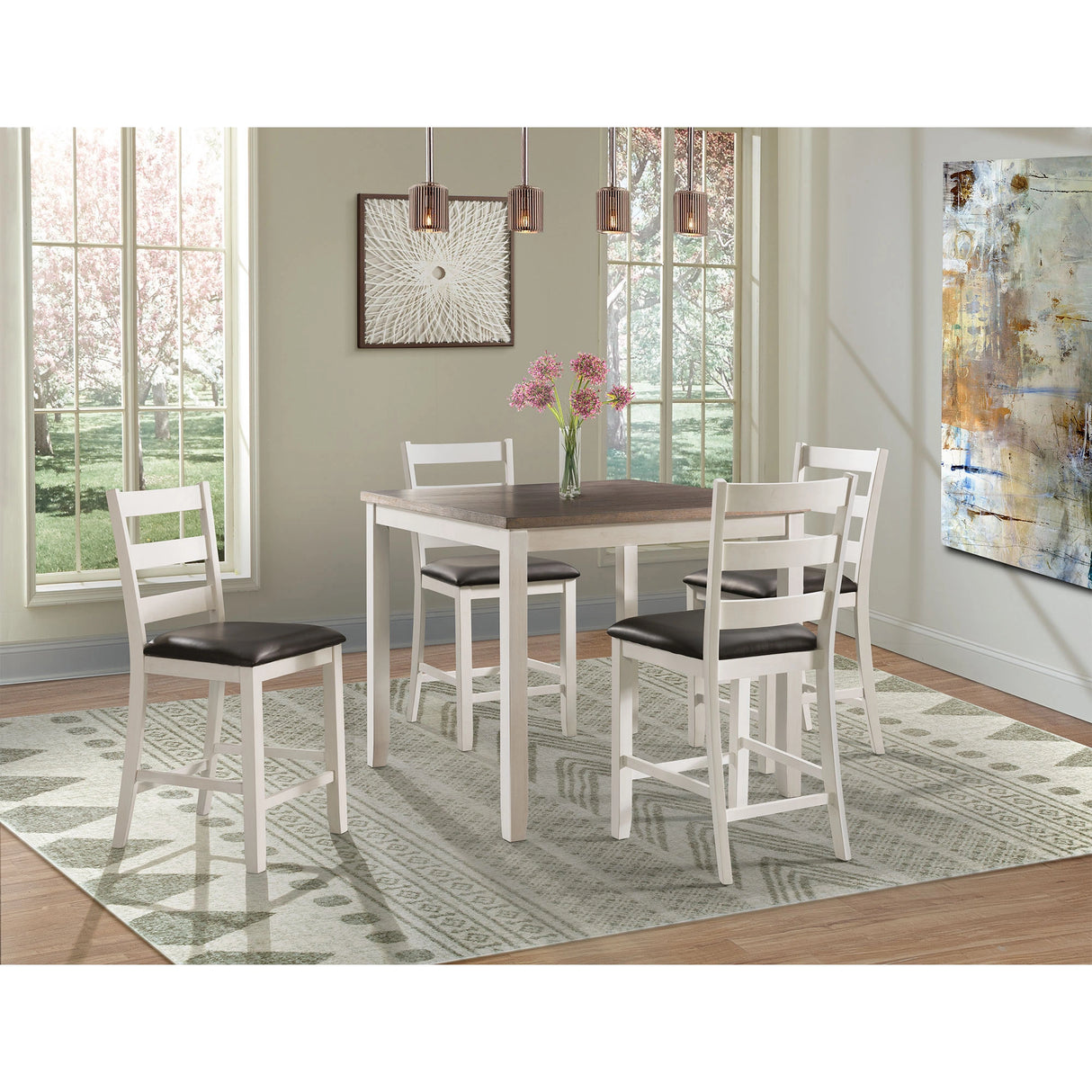 Martin 5pc Counter Set (Dark Brown Top - White Base)