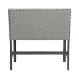Seneca Counter Bench with Upholstered Back and Grey Fabric