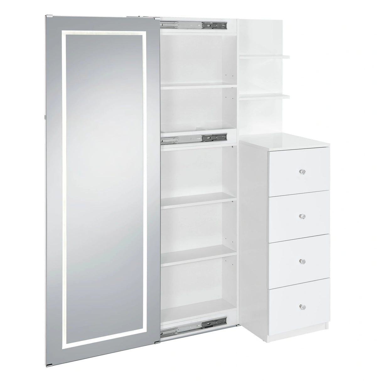 Vancouver Floor Mirror With Storage in White