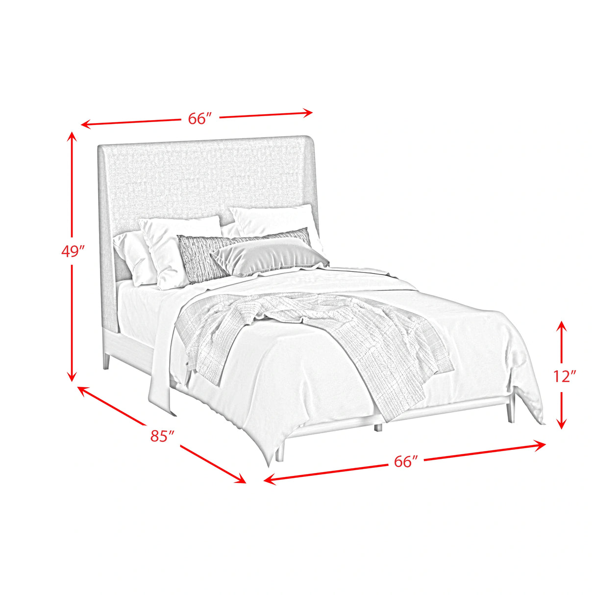 Westland UPH Bed with Grey Fabric
