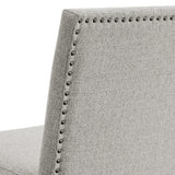 Seneca Counter Bench with Upholstered Back and Grey Fabric