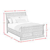 Park Ridge Sleigh Storage Bed in Charcoal