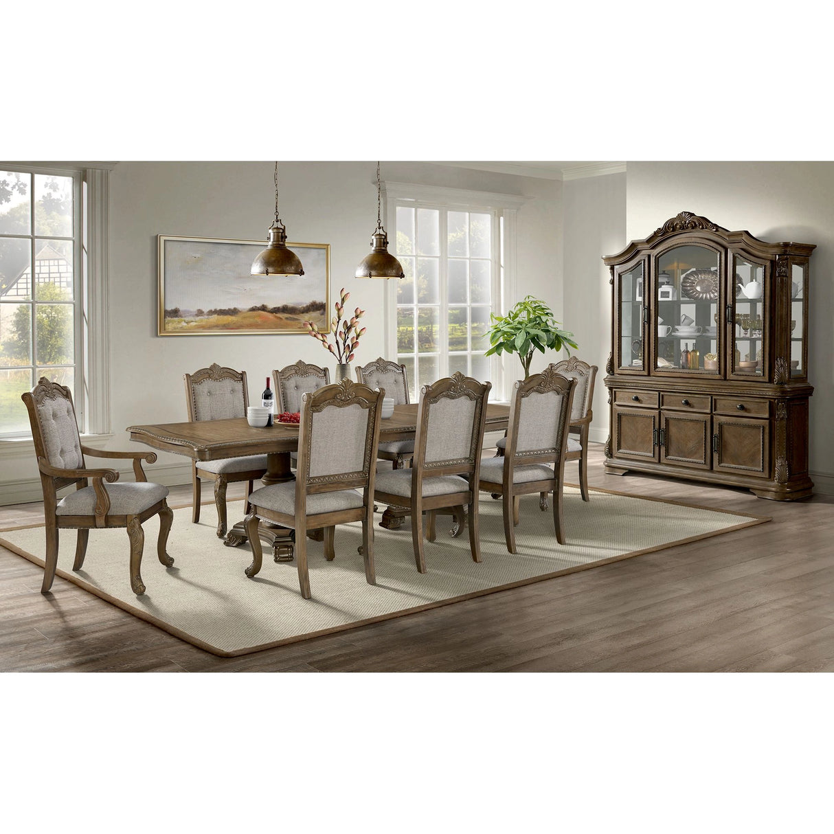 Madison Park Server and Hutch with LED in Walnut
