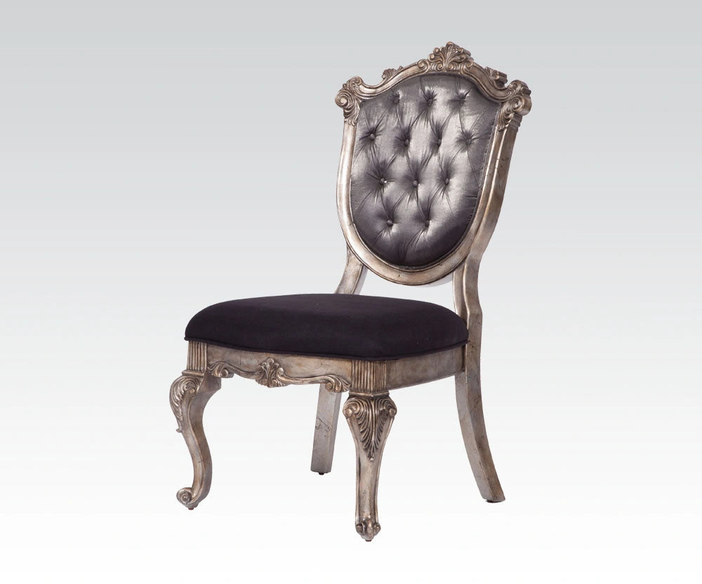 Acme Chantelle Button Tufted Back Seat Dining Side Chair (Set of 2) in Antique Platinum 60542