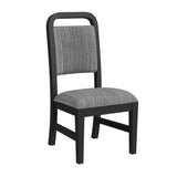 Ridgemont Standard Height Dining Set in Black with Grain-Table and Four Grey Fabric Chairs