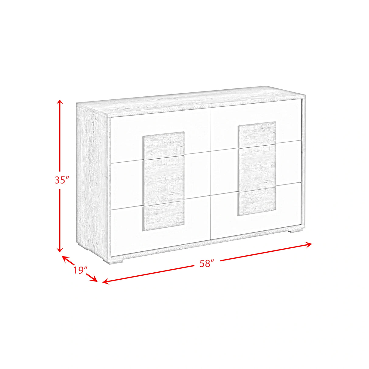 San Matteo 6-Drawer Dresser in Dual Tone