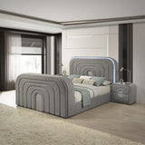 EK Bed w/Led, TV Stand, Fireplace & Bluetooth