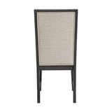 Axel 5PC Standard Height Dining Set in Espresso-Round Table and Four Light Grey Fabric Chairs