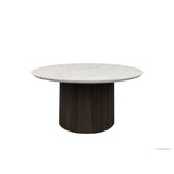 Sylvie Round Coffee Table with White Faux Marble Top and Base