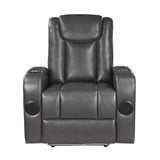 8522GRY-1PW - Power Reclining Chair with Wireless Charger, Cooling Cup-Holder, Storage Arms, Speakers, LED Light and USB port