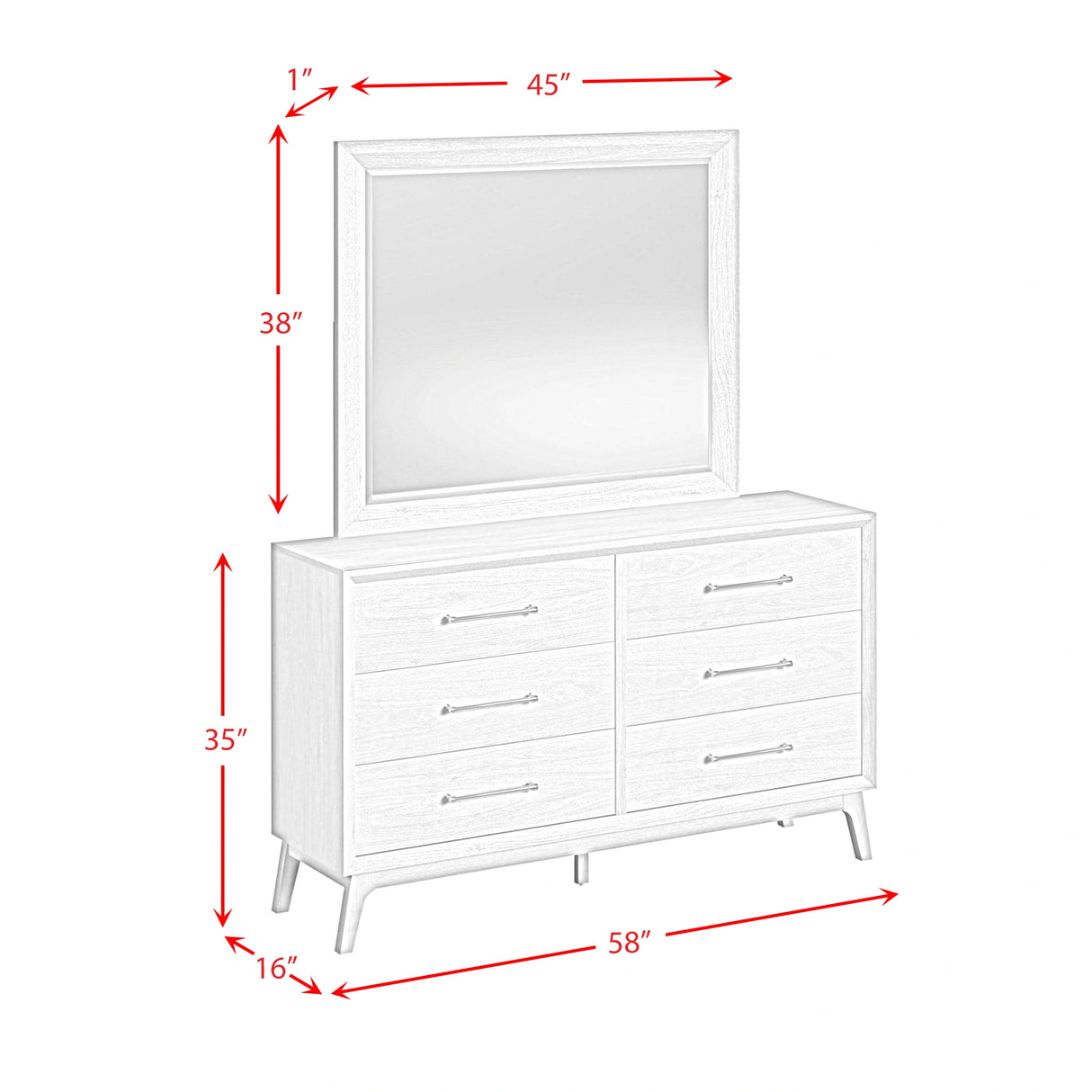 Westland Dresser and Mirror Set in Almond