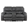 Newnan-Double Glider Reclining Love Seat with Center Console, Receptacles and USB Ports image