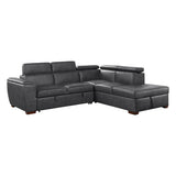 Barre-(2)2-Piece Sectional with Pull-out Bed and Right Chaise with Hidden Storage, Adjustable Headrests image