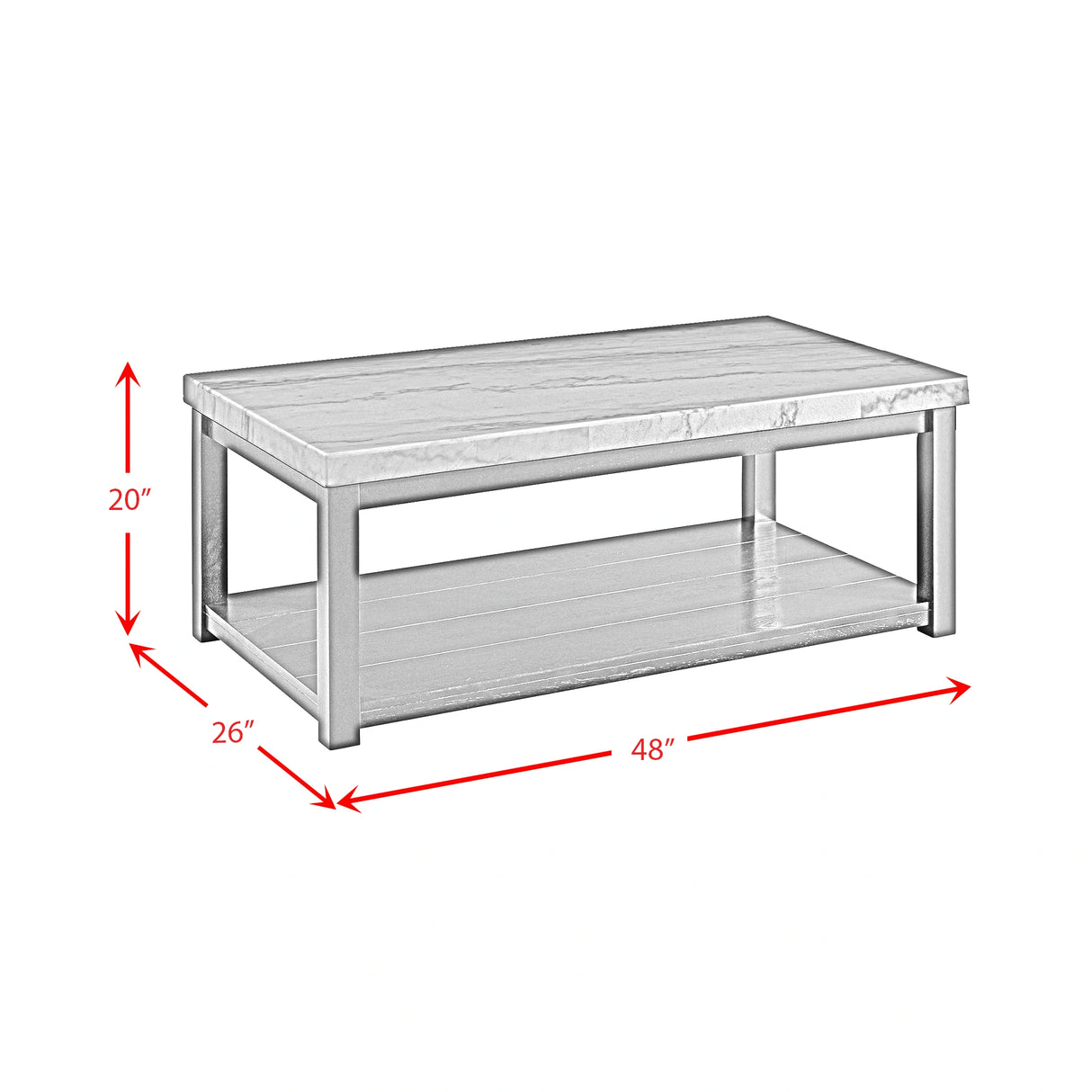 Marcello White Rectangular Coffee Table W/ Casters ISTA3 Packaging
