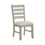 Farmington Ladder Back Dining Side Chair with Light Beige Fabric in Washed Stone (2 Per Carton)
