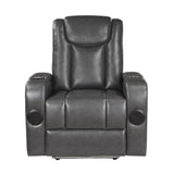 8522GRY-1PW - Power Reclining Chair with Wireless Charger, Cooling Cup-Holder, Storage Arms, Speakers, LED Light and USB port