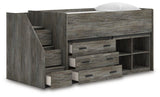 Frandern Loft Bed with Bookcase and Drawer Storage