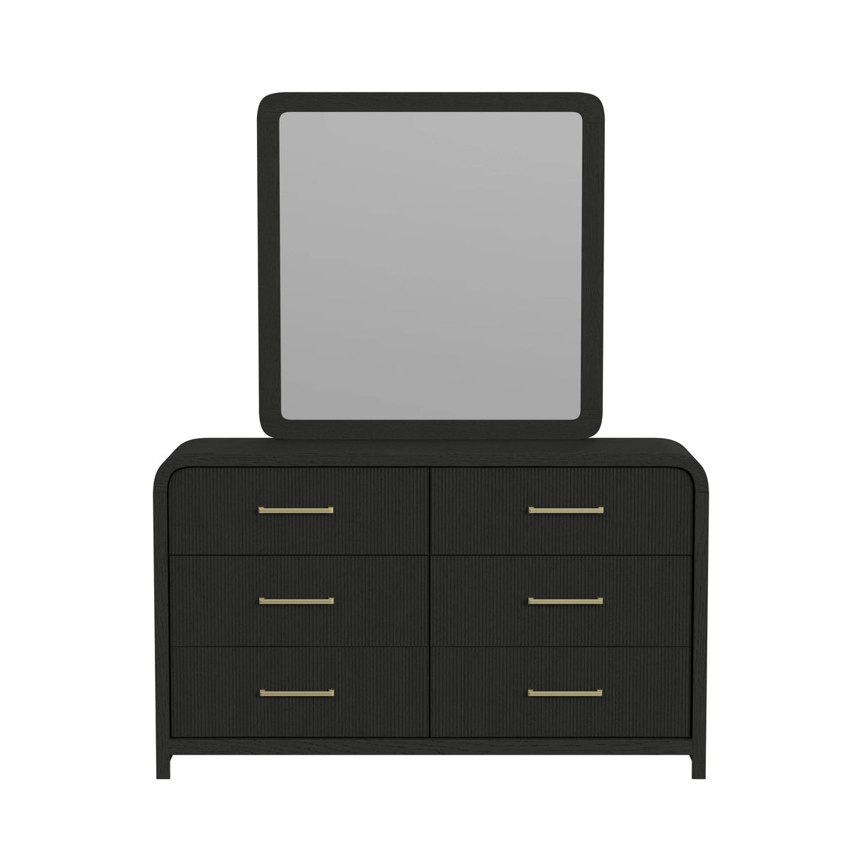 Ridgemont Dresser and Mirror Set in Black with Grain
