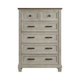 Farmington 5-Drawer Chest in Medium Brown and Washed Stone