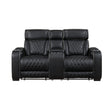 Fairway-Power Double Reclining Love Seat with Center Console, Power Headrests, Storage Arms(Top and Side), Cup holders, Charging Ports and LED lighting image