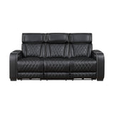 Fairway-Power Double Reclining Sofa with Center Drop-Down Cup Holders, Power Headrests, Storage Arms(Top and Side), Cup holders and Reading Lights, Two Wireless Chargers, Charging Ports and LED Lighting image
