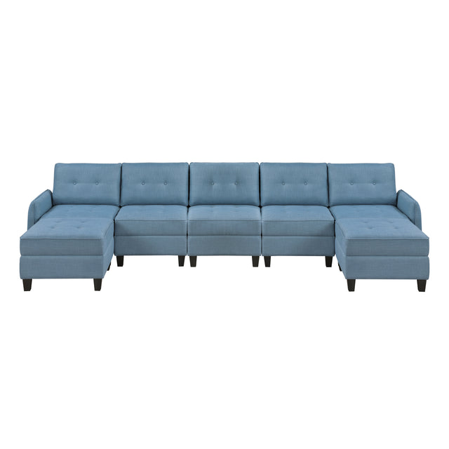 Garren-(7)7-Piece Sectional with Storage and Two Ottomans image
