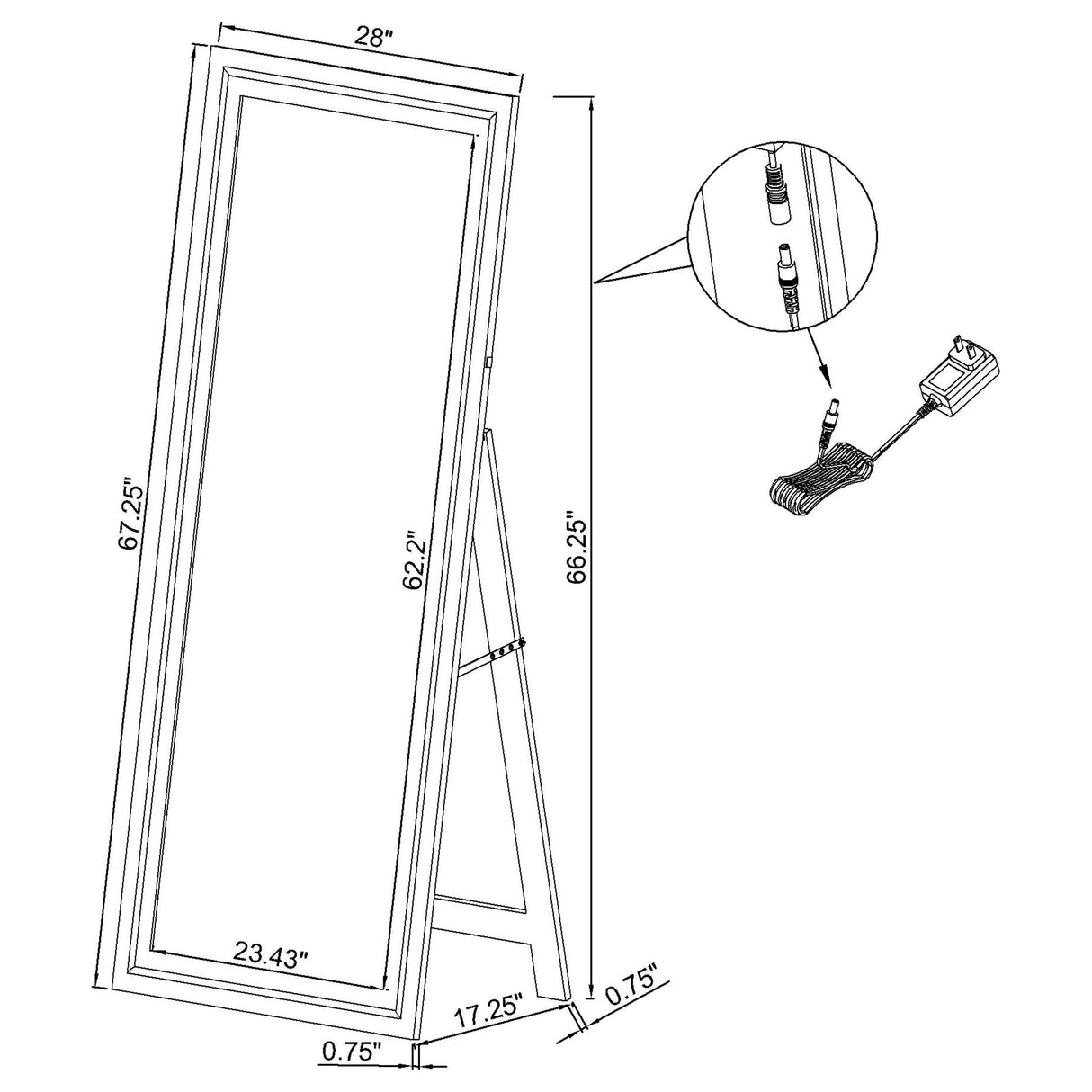 Windrose Standing Mirror with LED Lighting