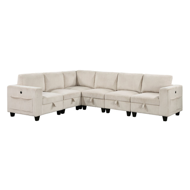 Walterboro-(6)6-Piece Sectional with Storage, Storage Pouches and Charging Ports image