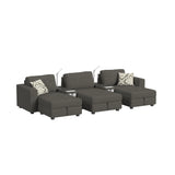 Options One 8PC Living Room Set in Palmer Plus Ash with Media Console