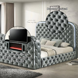 Eastern King Bed w/LED, Fireplace & TV Stand