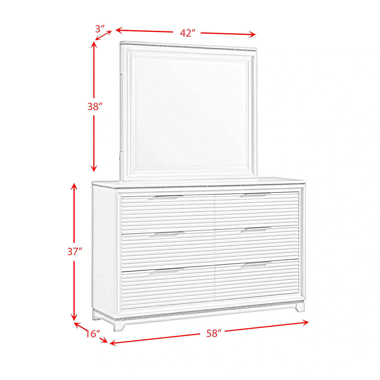 Denmark Dresser and Mirror Set in White