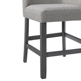 Seneca Counter Corner Bench with Upholstered Back and Grey Fabric