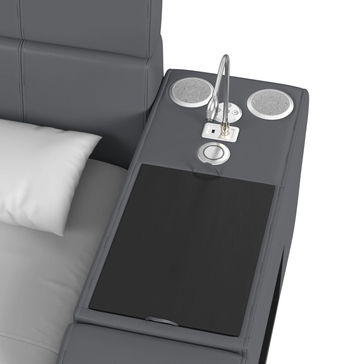 Valari Nightstand with Electronic Features in Grey PU