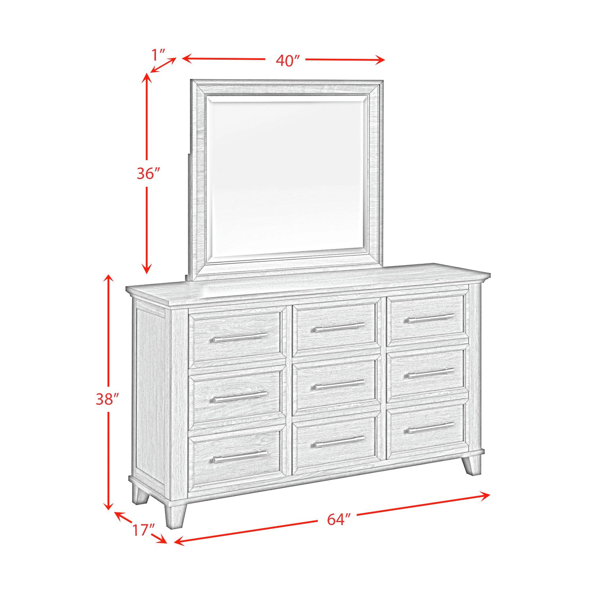 Canterbury Dresser and Mirror Set