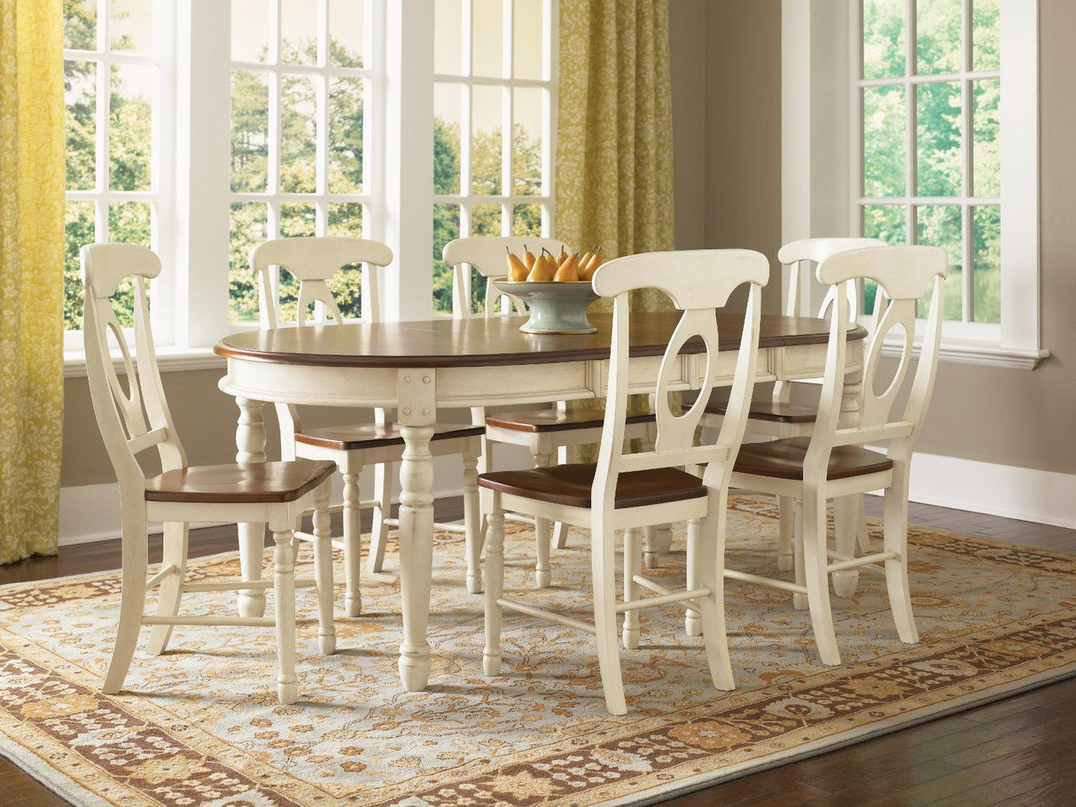 A-America British Isles Oval Leg Dining Table in Merlot/Buttermilk