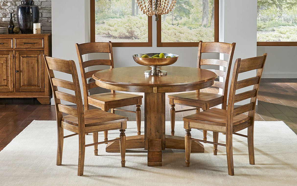 A-America Furniture Bennett Round Pedestal Extension Table in Smoky Quartz