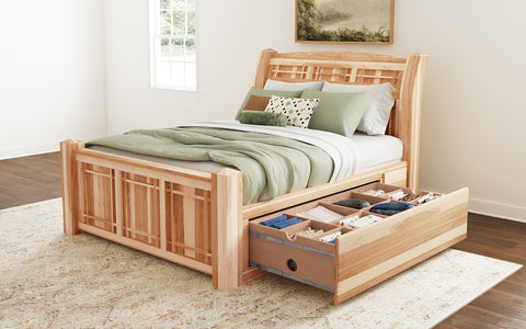 AHINT5171 EK Panel Bed W/Storage - Natural Finish