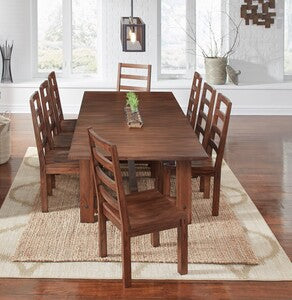 ANASM6300/ANASM255K Rect. Trestle Table (20" Leaf) + 6 Shasta Side Chairs - Salvage Mahogany