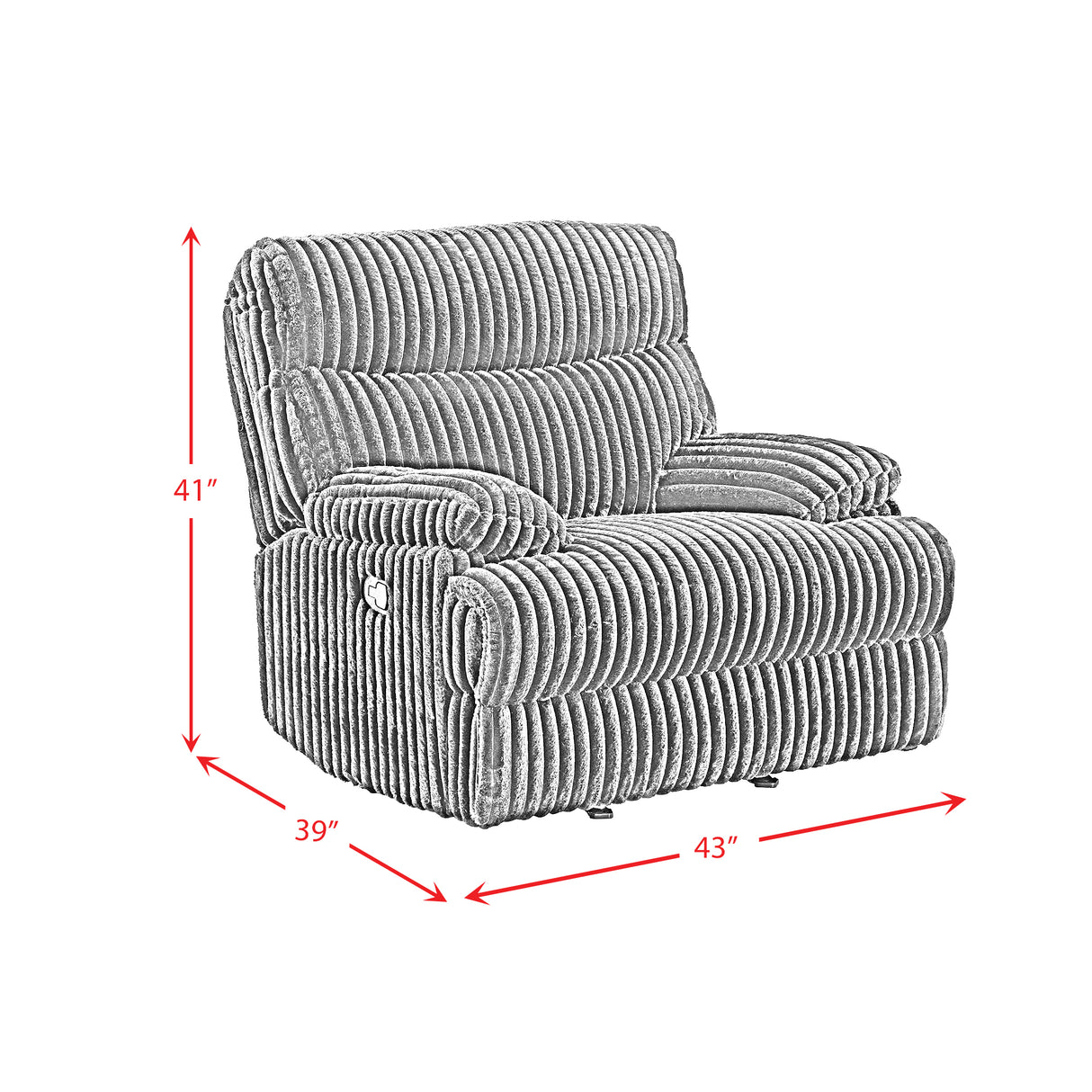 Admiral 3PC Living Room Set in Masis Black-Sofa, Loveseat & Recliner