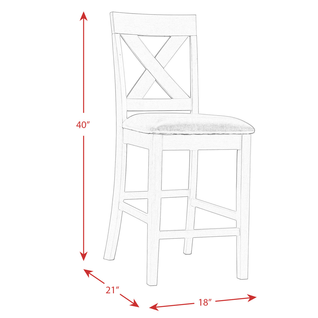 Alex Counter Side Chair W/Black PU Grey (2 Per Pack)