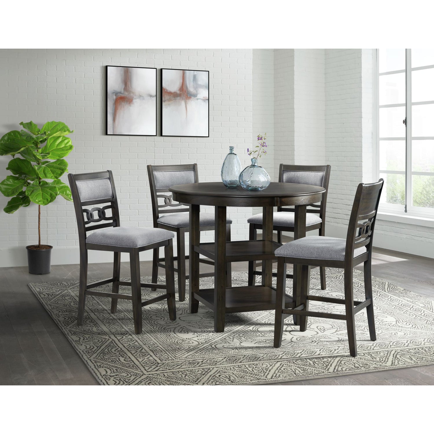 Amherst Counter Side Chair W/Fabric Cushion Dark Finish (2 Per Pack)