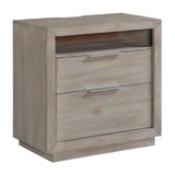 Arcadia 2-Drawer Nightstand with USB in Grey