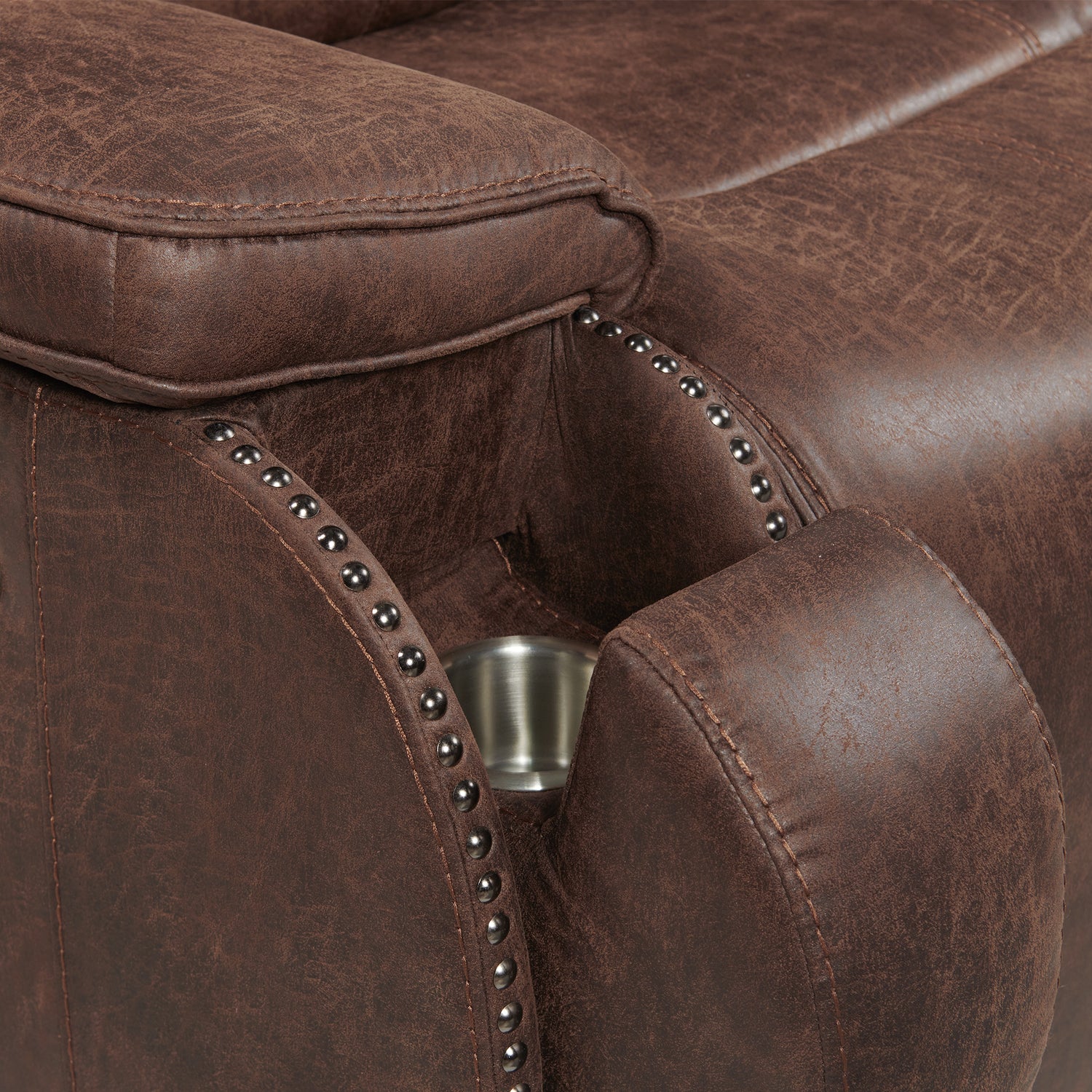 Atlantis Power Motion Loveseat with Power Motion Head Recliner & Console in Heritage Brown