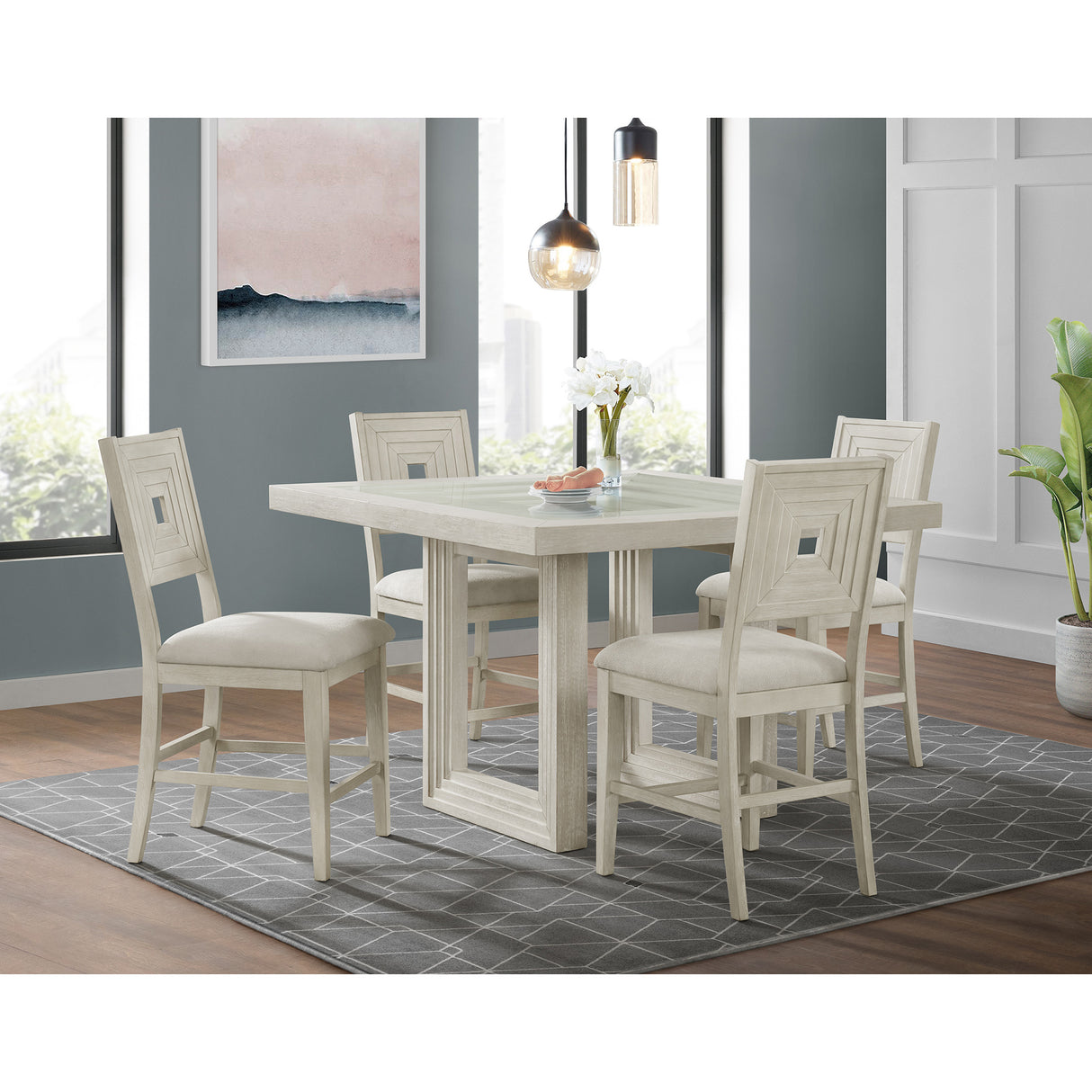 Avalanche Square Counter Table in Antique White