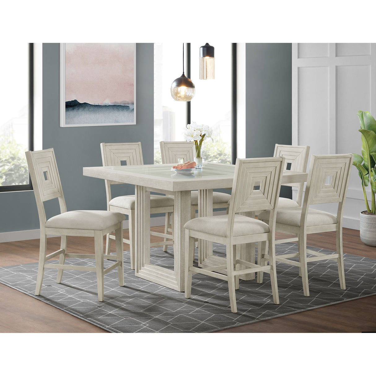Avalanche Square Counter Table in Antique White